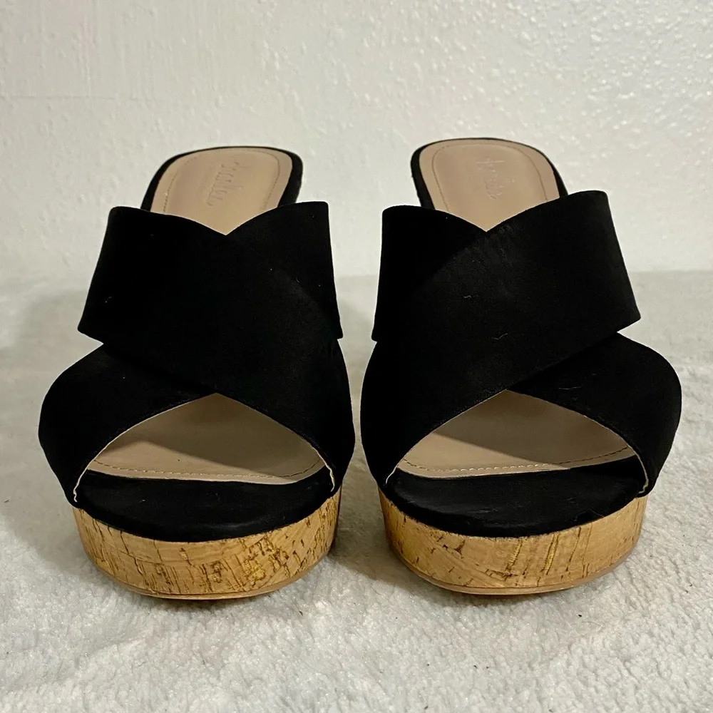 Charles by Charles David Latrice Black Cork Platform Wedge Sandals Size 10M